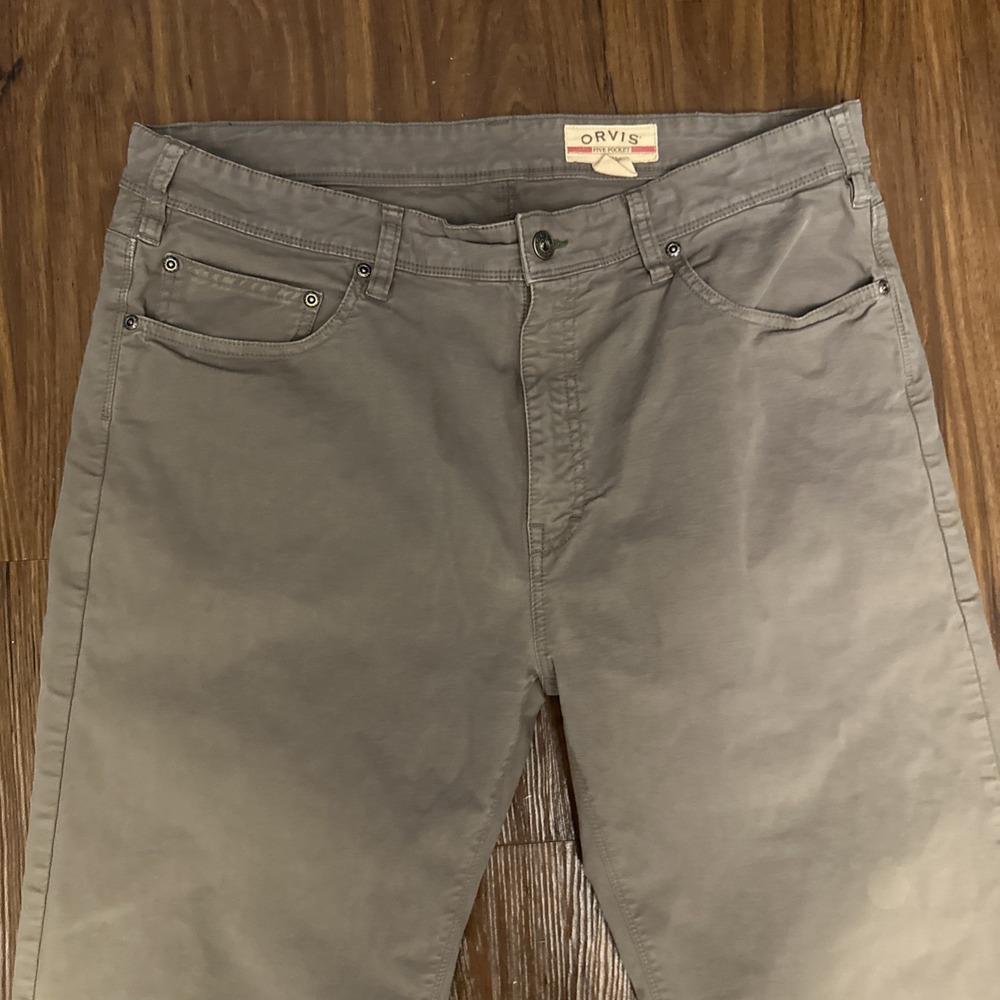 Orvis Mens Pants Five Pocket Chino Twill Pants Straight Leg Stetch 38x32 (37x31)